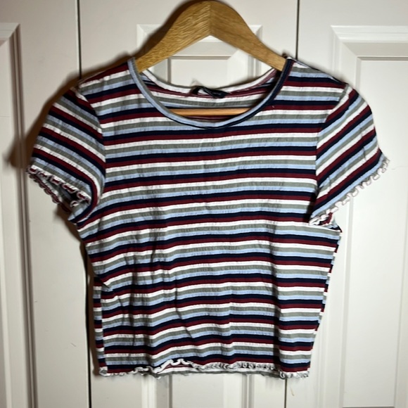 American Eagle Outfitters Tops - American Eagle. Small. Green, Red, White, Blue Stripes Tshirt